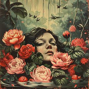woman  flowers  birds  chromolithography  portrait  nature  colorful  delicate  beauty  whimsical 1050469