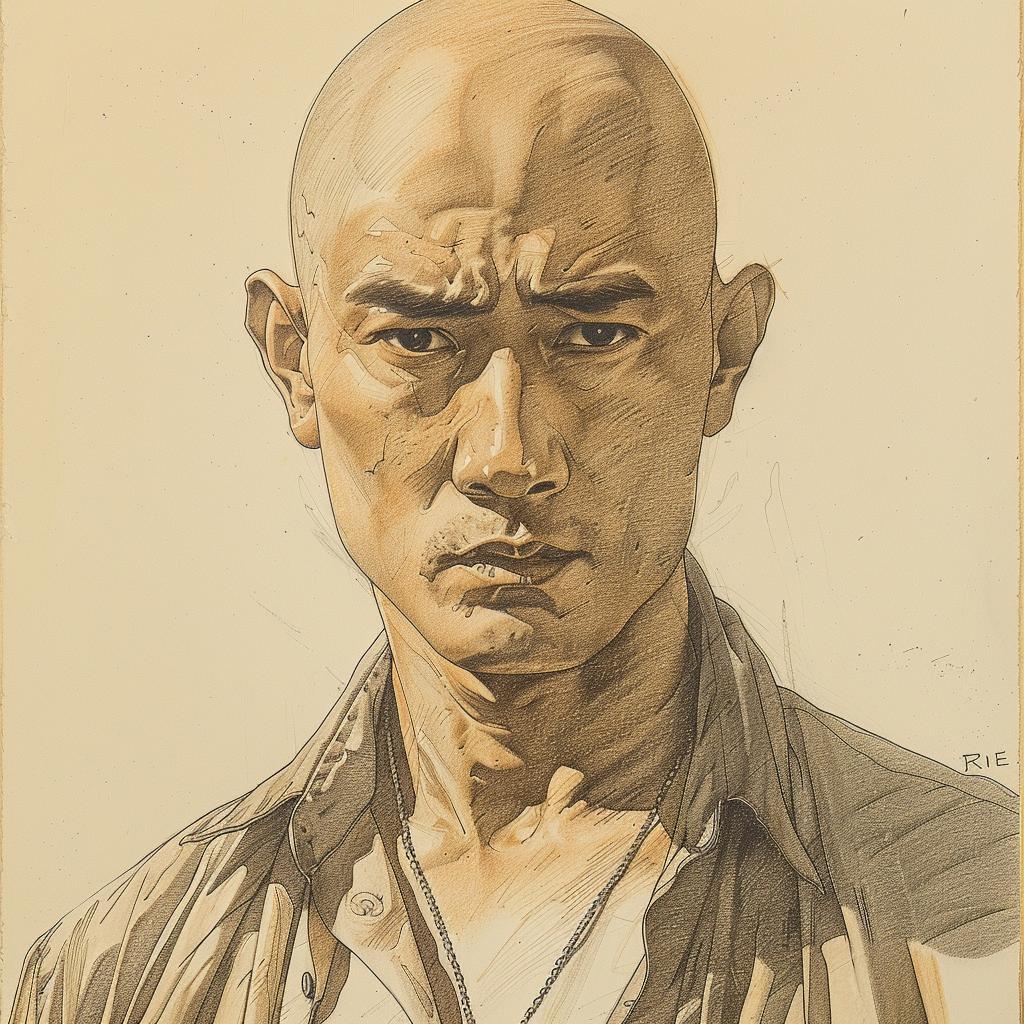 painting  man  bald  Asian  American  art  style  expression  portrait  colorful 923521