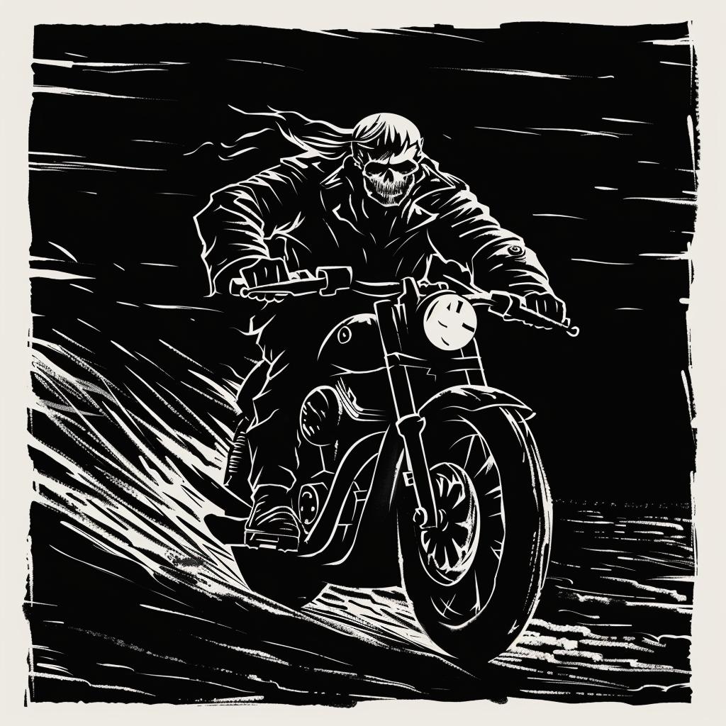 ghostface  skullface  motorcycle  drawing  black  white  art  sketch  biker  illustration 1025572
