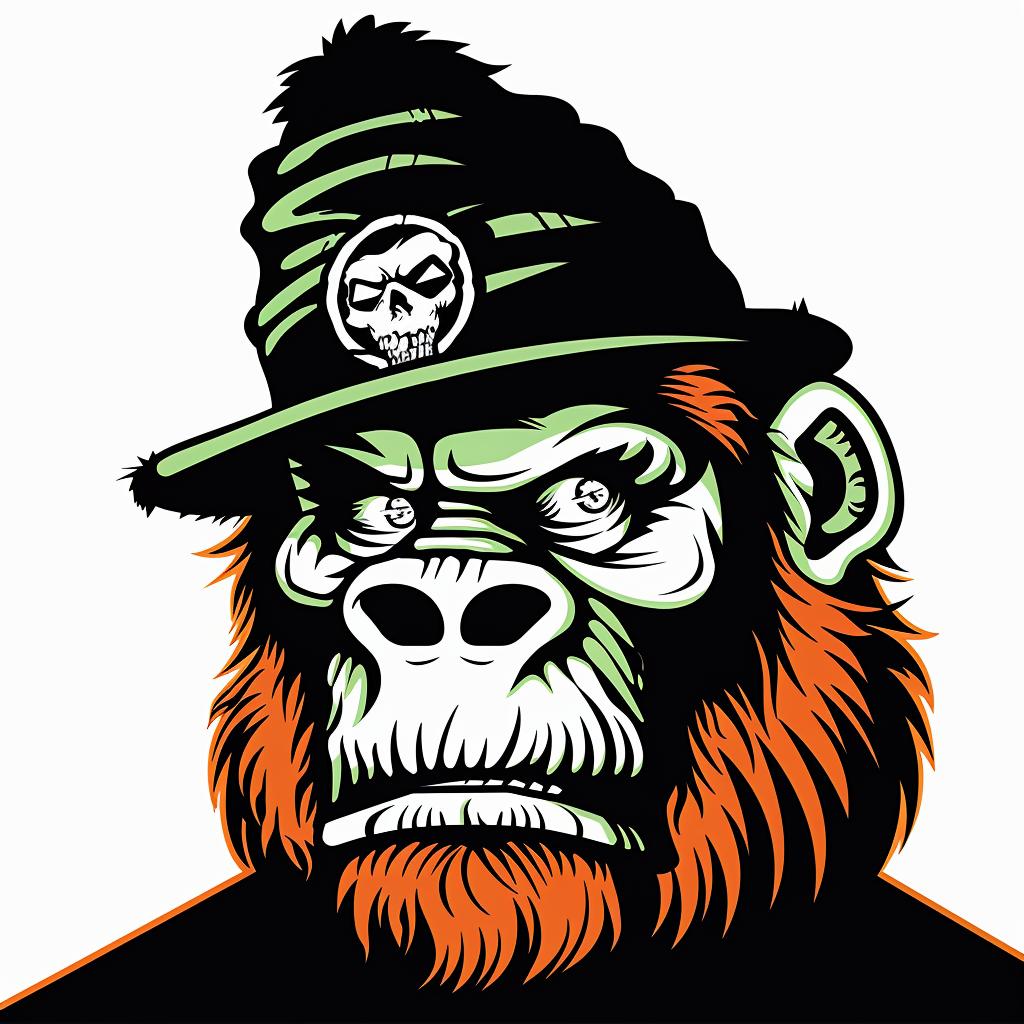 gorilla  hat  skull  edgy  quirky  illustrative  character  stylish  animal  playful 939867