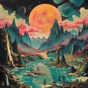 moon  mountains  canvas  art  print  landscape  scenic  chromolithography  nature  night 1058268