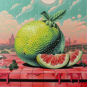 grapefruit  fruit  slice  chromolithography  still life  vibrant  colorful  simple  art  minimal 1037796