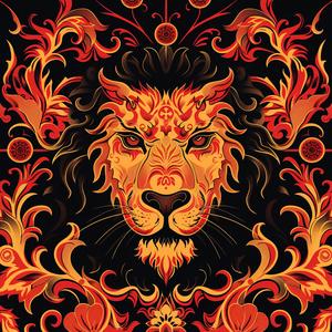 lion  fire  flames  flowers  black  symmetrical  occult  tattoo  minimal  damask 1078801