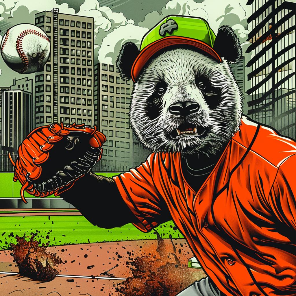 panda  baseball  uniform  hat  throwing  cartoon  funny  animal  sport  playful 1027403