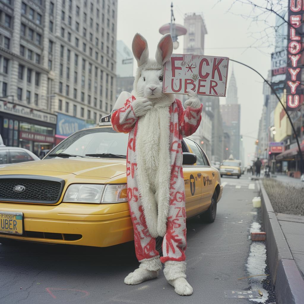 surreal  collage  NYC  bunny  sign  costume  humor  urban  character  taxi 969855