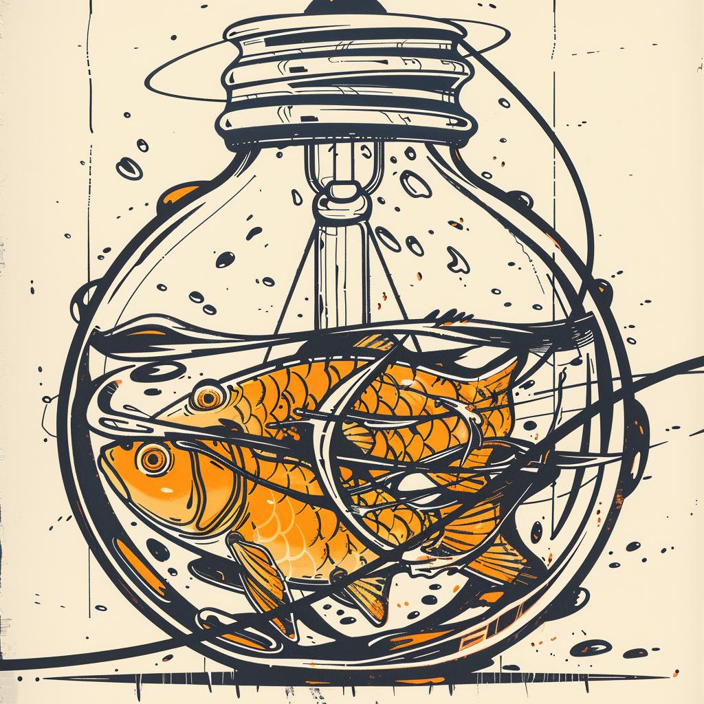 lightbulb  liquid  goldfish  vector  illustration  creative  aquatic  art  unique  conceptual 938889