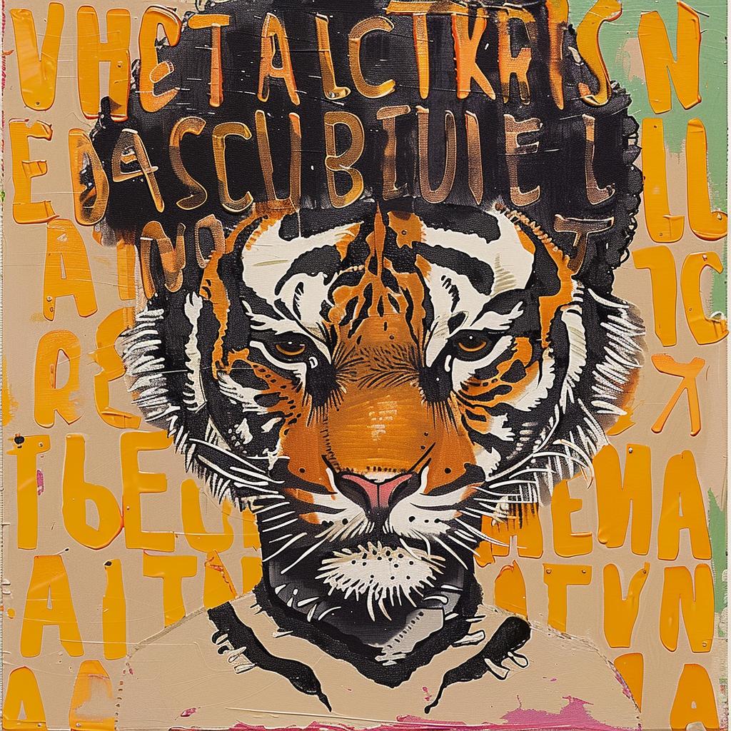 tiger  afro  paint  encaustic  palette  impasto  artistic  colorful  wildlife  expression 950216