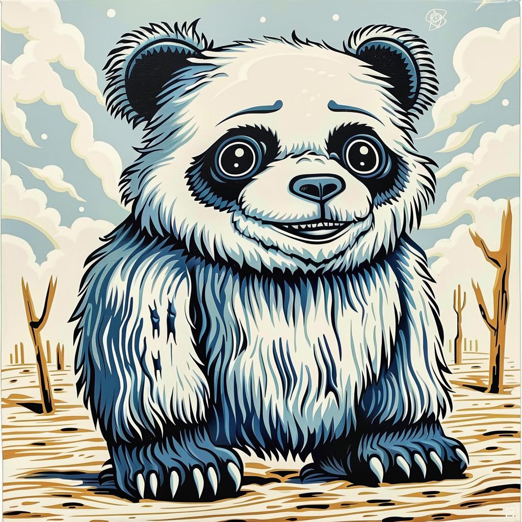 panda  yeti  painting  blue  background  creature  cartoon  illustration  animal  nature 1033134