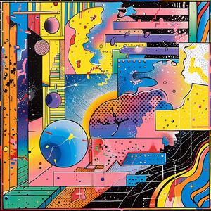 album  cover  abstract  design  colorful  surreal  chaos  Risograph  Symbolist  hyper-realistic 1078057