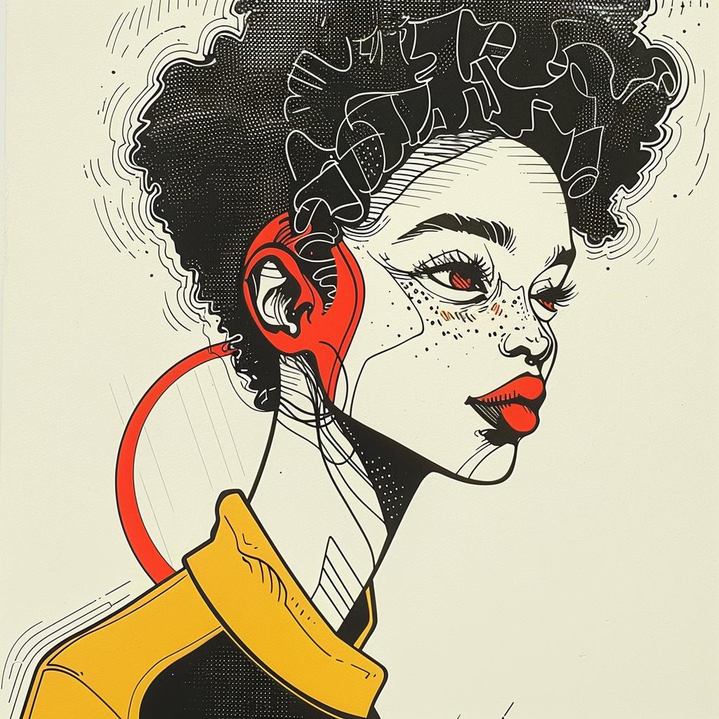 popart  model  portrait  african-american  afro  hair  Norman  Rockwell  illustration  white 938402