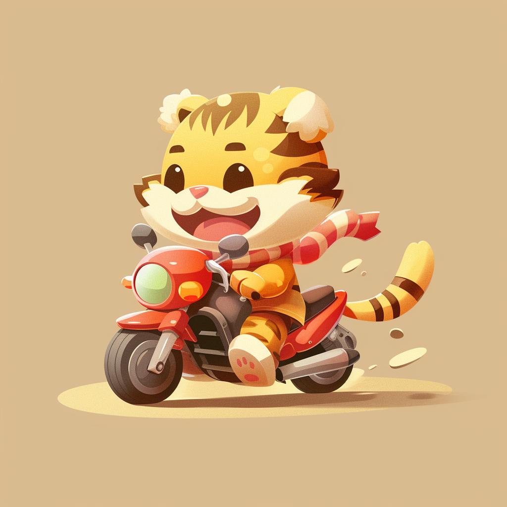 tiger  motorcycle  kawaii  cartoon  cute  animal  whimsical  colorful  playful  fun 939776