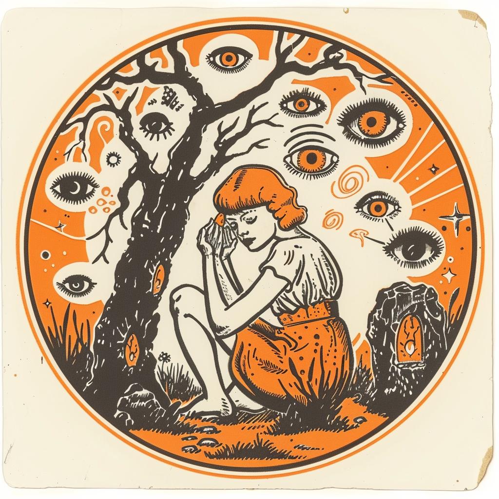 vintage  poster  woman  tree  introspective  naturalistic  spiritual  dark  art  symbolism 932133