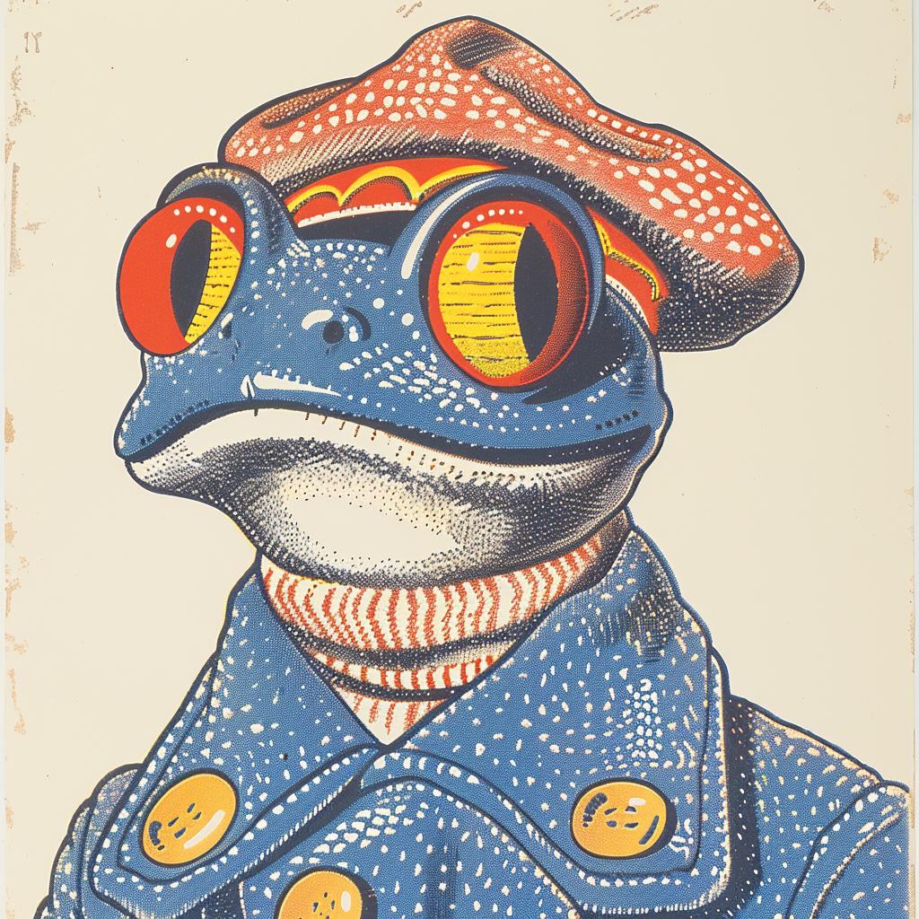 frog  officer  jacket  surreal  lighting  glow  volumetric  art  poster  design 962875