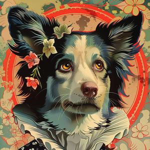 border  collie  pet  portrait  chromolithography  custom  dog  art  illustration  canine 1058454