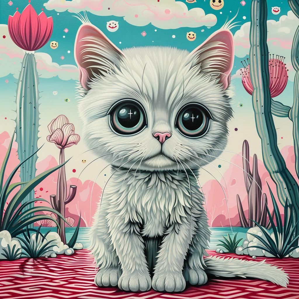 panther  kawaii  white  oversized  animal  art  cute  red  carpet  painting 1033961