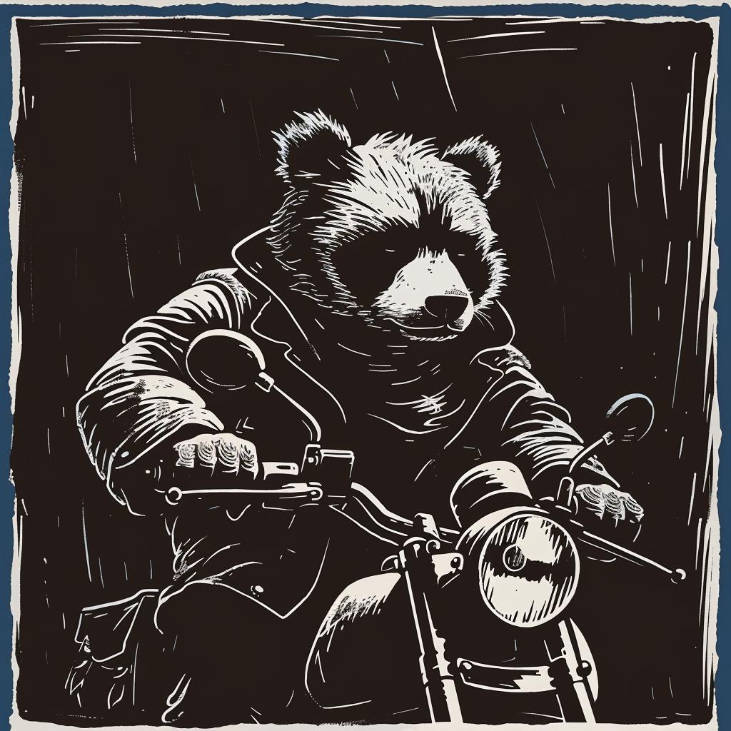 panda  motorcycle  anthropomorphic  rain  art  dynamic  background  cute  design  animal 1026086