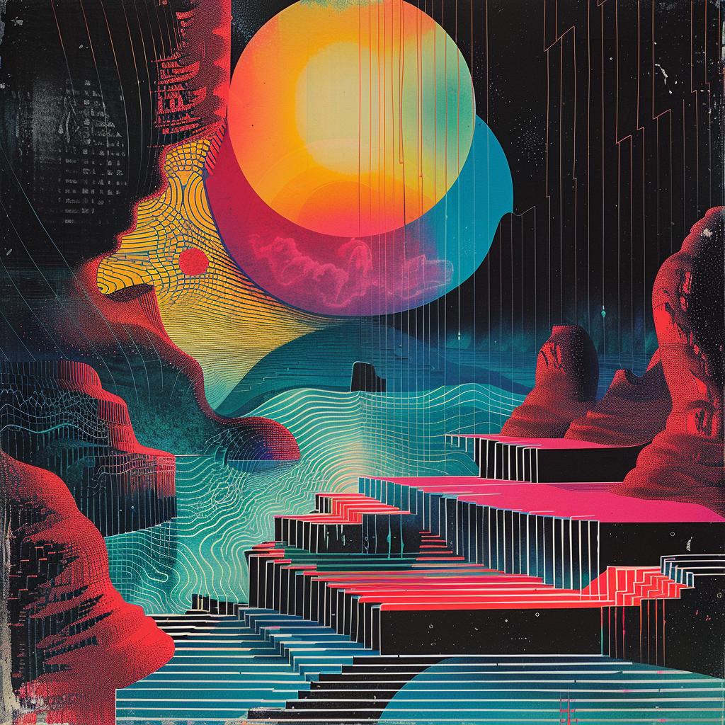 album  cover  artist  1980s  geometric  electro  synthwave  trippy  colors  design 960758