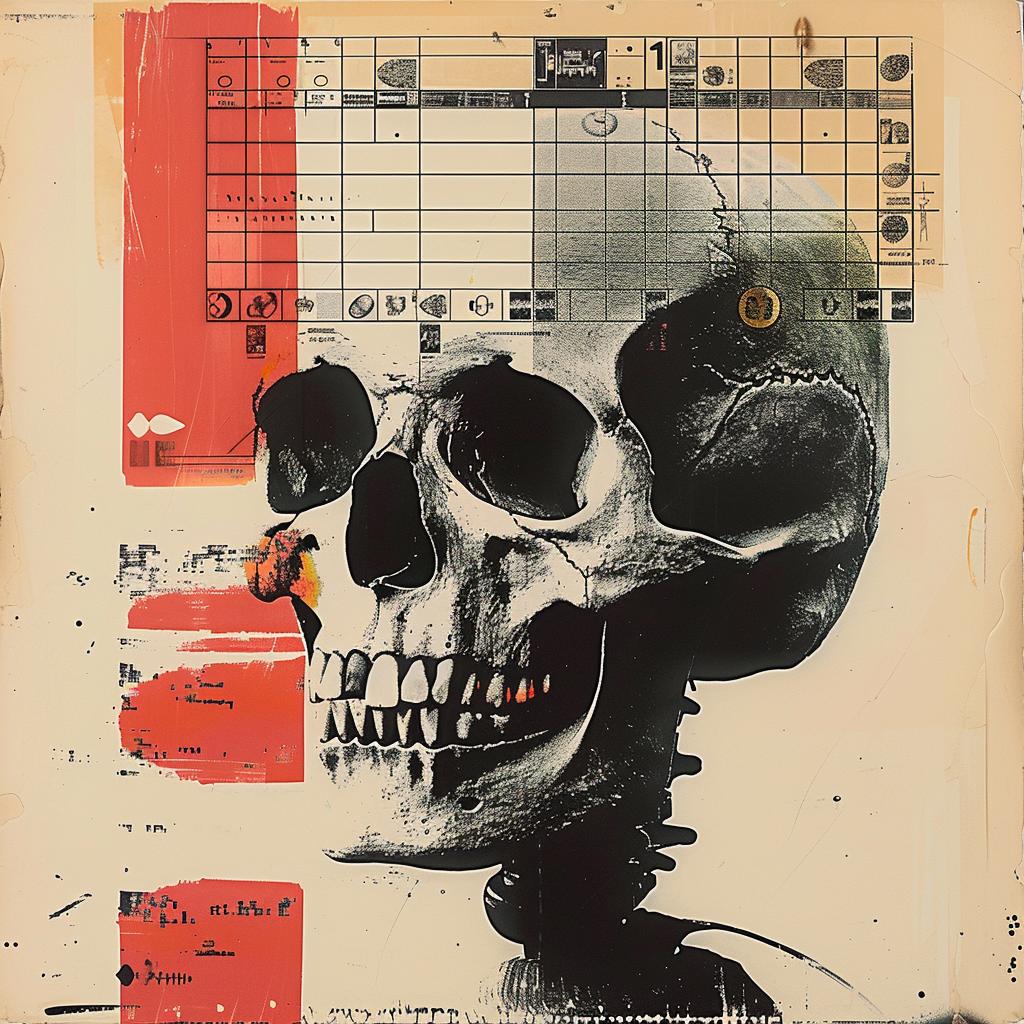 skull  cyborg  Rauschenberg  collage  red  background  surreal  art  painting  conceptual 937403