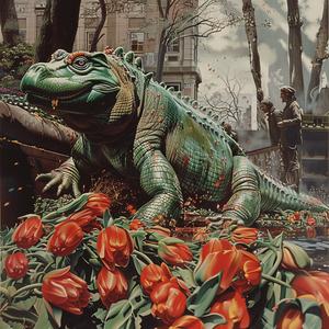painting  lizard  garden  flowers  chromolithography  colorful  nature  detailed  botanical  vibrant 1053162