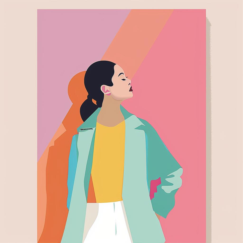 woman  fashion  minimal  vector  illustration  colorful  coat  pants  poster  design 938311