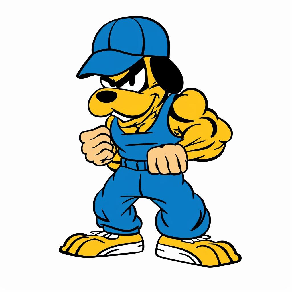 anthropomorphic  animal  streetwise  cartoon  dog  blue  overalls  cap  urban  simple 955717