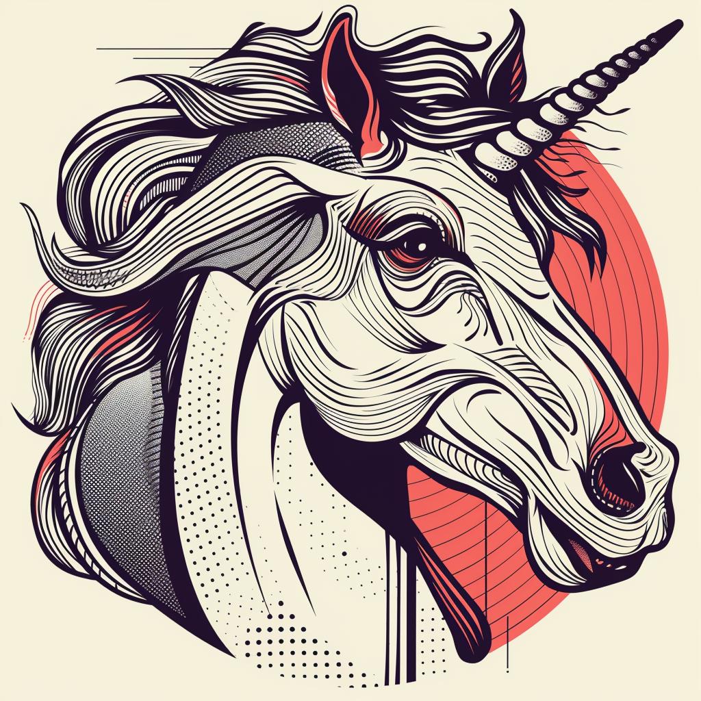 mythical  creature  hybrid  unicorn  fantasy  art  illustration  whimsical  halftone  colorful 939608