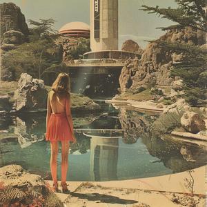 surrealist  collage  photo  montage  woman  fountain  red  dress  enigmatic  1970s 1041308