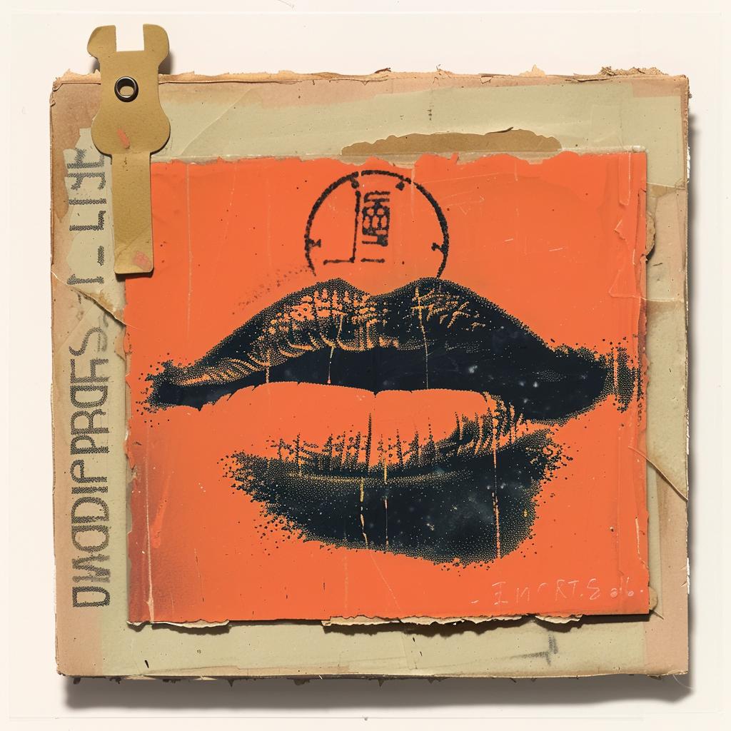 encaustic  paint  lips  orange  black  impasto  colorful  artistic  abstract  Joan 1015844