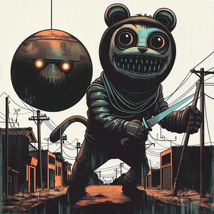 poster  game  bear  knife  surreal  album  cover  screenprinting  Symbolist  hyper-realistic 1077893