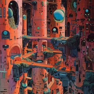 futuristic  city  buildings  painting  Moebius  complex  infrastructure  abstract  urban  technology 1074904