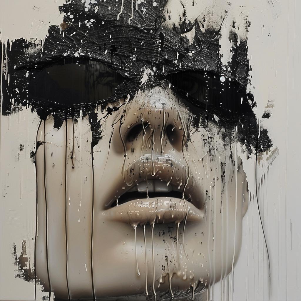 model  painting  ferrofluid  dripping  surreal  woman  Beksinski  Magritte  conceptual  portrait 954743
