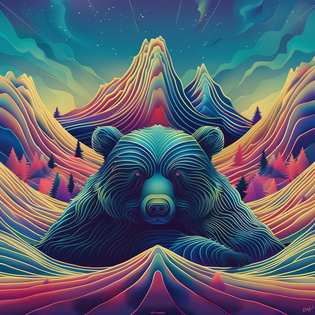 bear  psychedelic  mountains  colorful  art  wildlife  abstract  vivid  nature  landscape 967265
