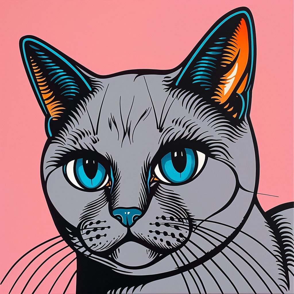 cat  gray  blue  eyes  pink  background  domestic  feline  portrait  vivid 972161