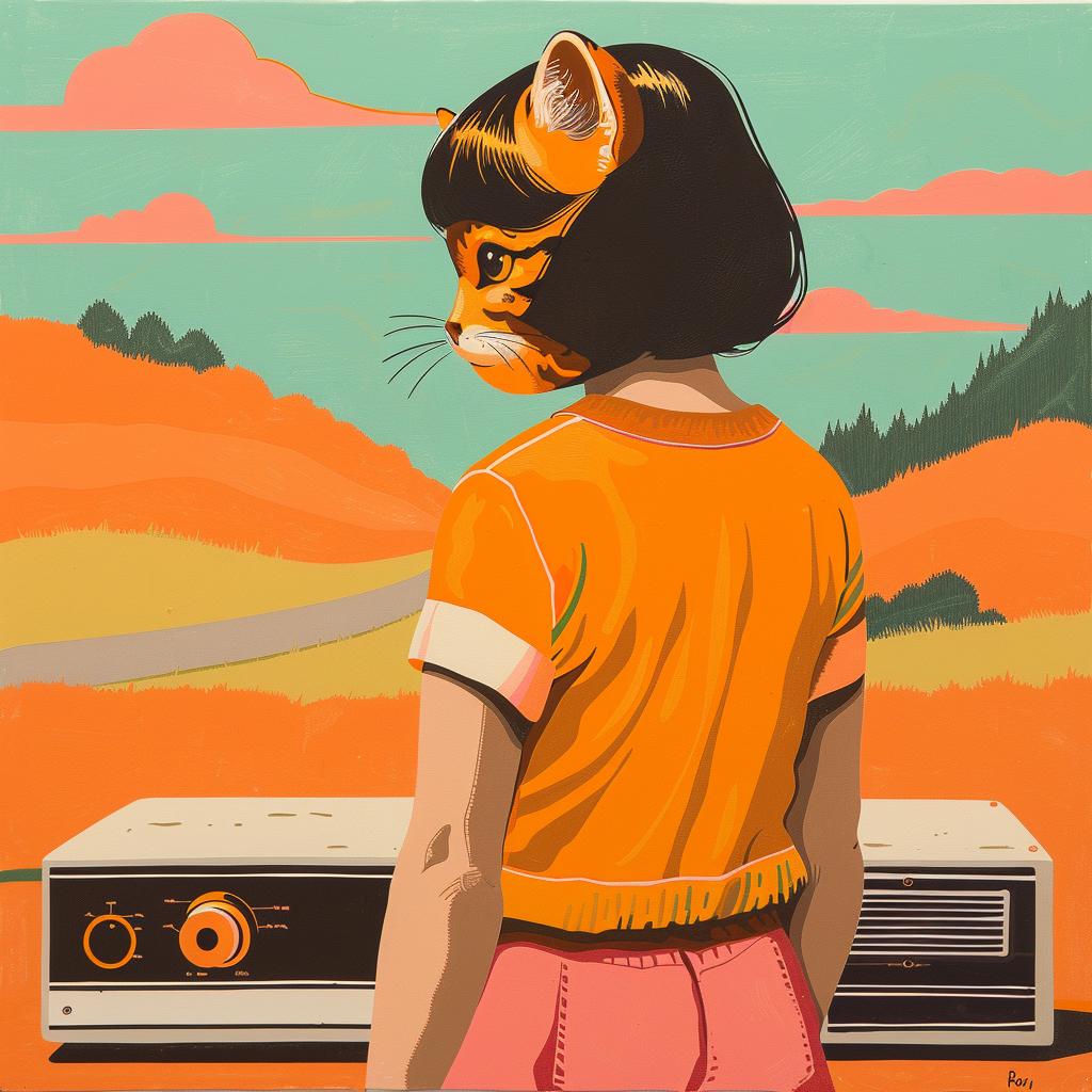 girl  cat  head  painting  whimsical  colorful  Joan  Cornella  stylized  art 966468