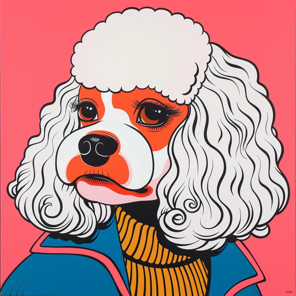 dog  poodle  white  painting  pink  background  fur  canine  artwork  whimsical 973429