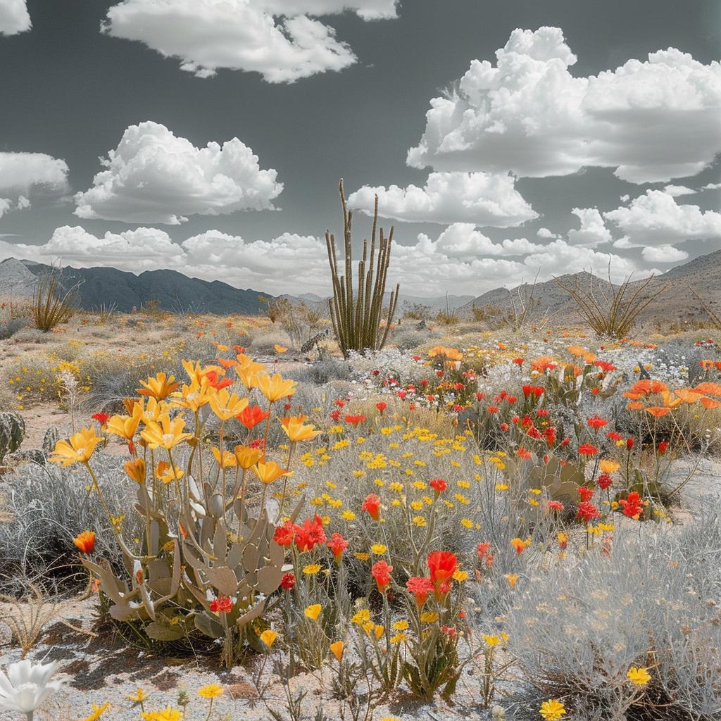 desert  flora  fauna  black  white  colorful  flowers  cactus  image  landscape 1036445
