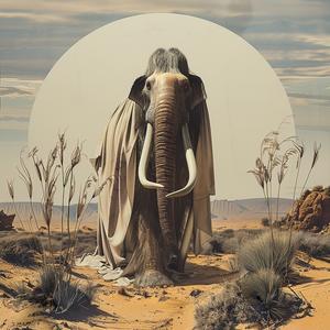 mammoth  chromolithography  desert  elephant  art  illustration  prehistoric  nature  sun  vintage 1056682