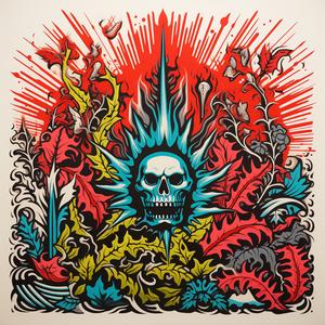 skull  flowers  thorns  neon  bold  asymmetrical  dynamic  tattoo  minimal  graphic 1078621
