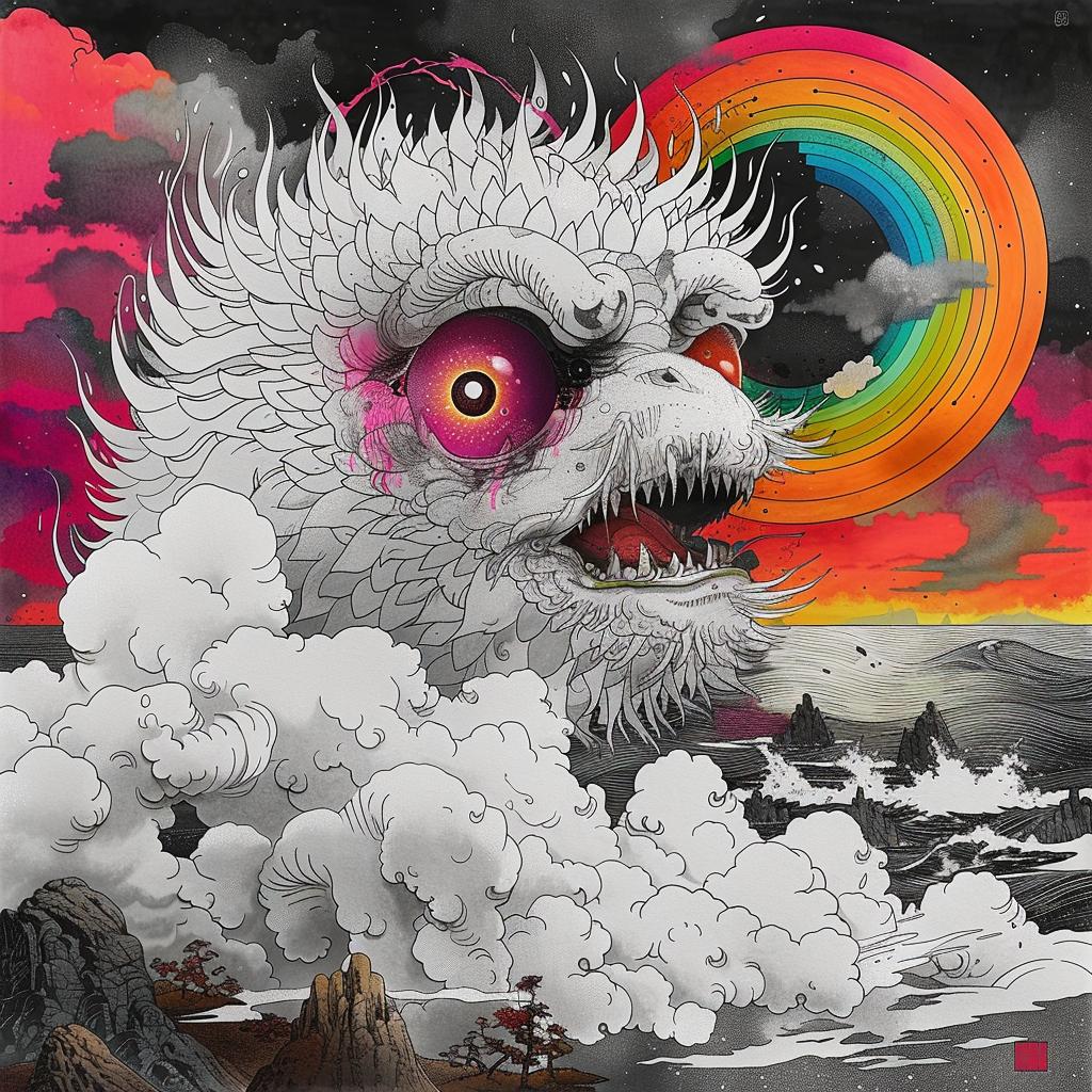 monster  Japanese  horror  rainbow  2023  painting  concept  artwork  illustration  colorful 1036398