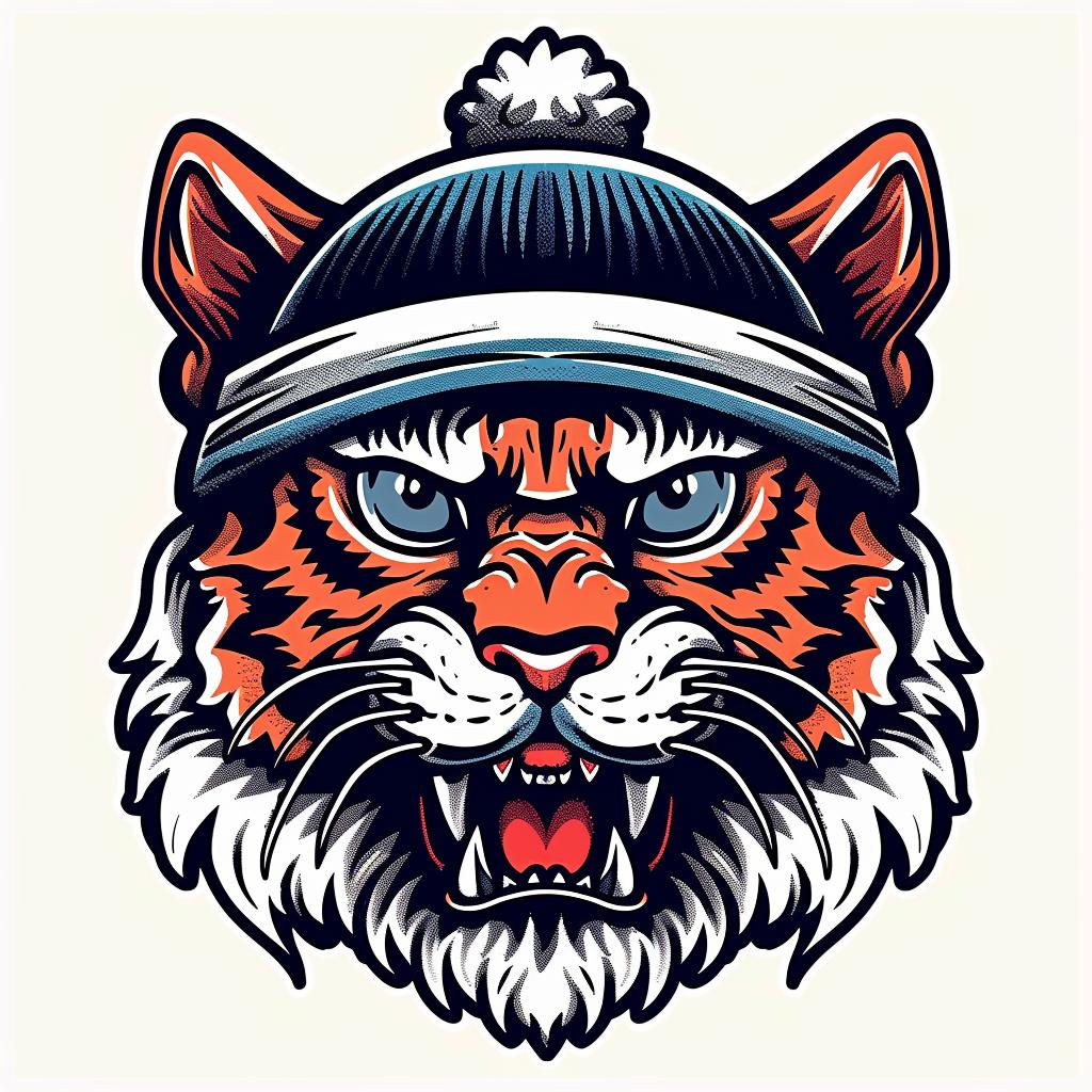 tiger  head  winter  hat  illustration  colorful  playful  graphic  whimsical  design 1032889