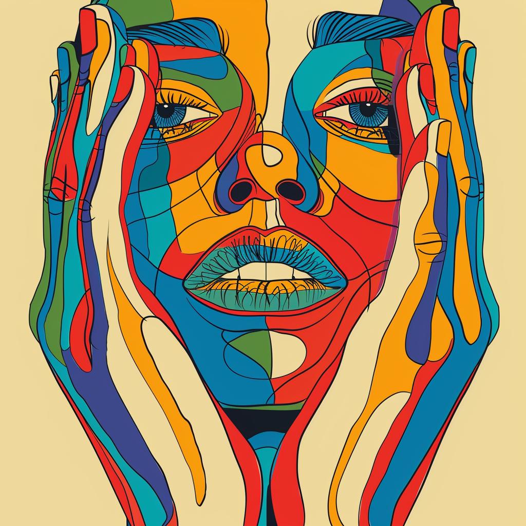 surrealist  illustration  colorful  hands  face  artdeco  minimalist  vibrant  lines  secrets 923236