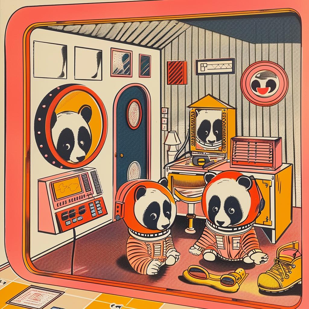 mars  panda  painting  interior  whimsical  cute  colorful  animal  space  imagination 959660