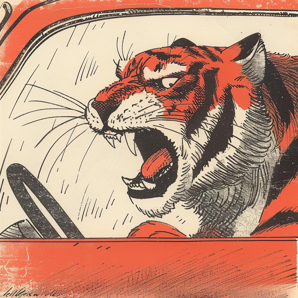tiger  car  angry  road  rage  humor  illustration  comic  character  art 923146