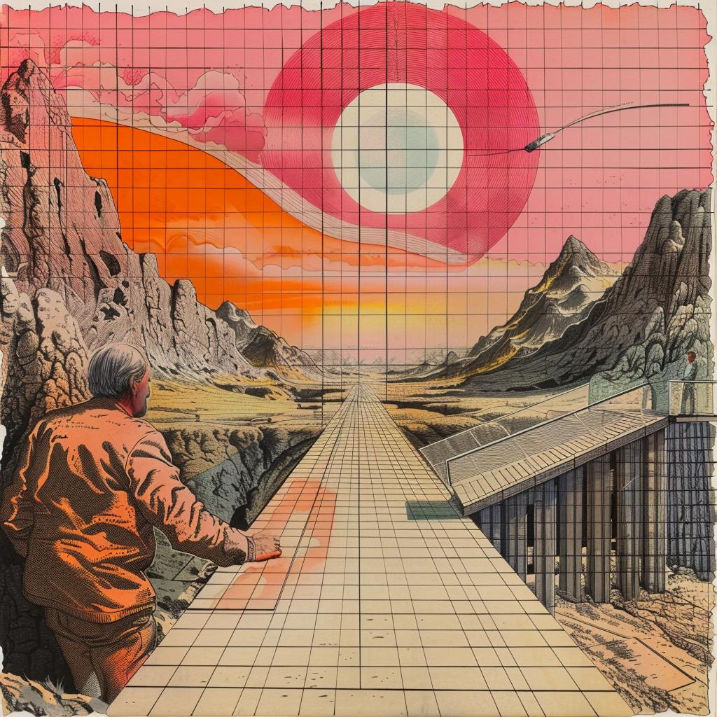 synthwave  album  1980s  man  bridge  red  sun  retro  new_wave  vibrant 1035741