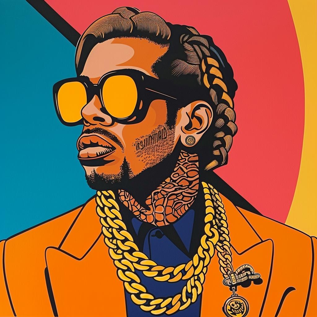 painting  rapper  gold  chains  hiphop  portrait  stylized  colorful  fashion  modern 1024489