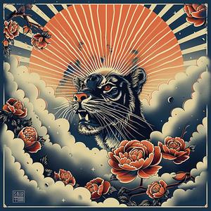 tiger  roses  clouds  synthwave  illustration  artistic  vibrant  colorful  nature  symbolic 1038828