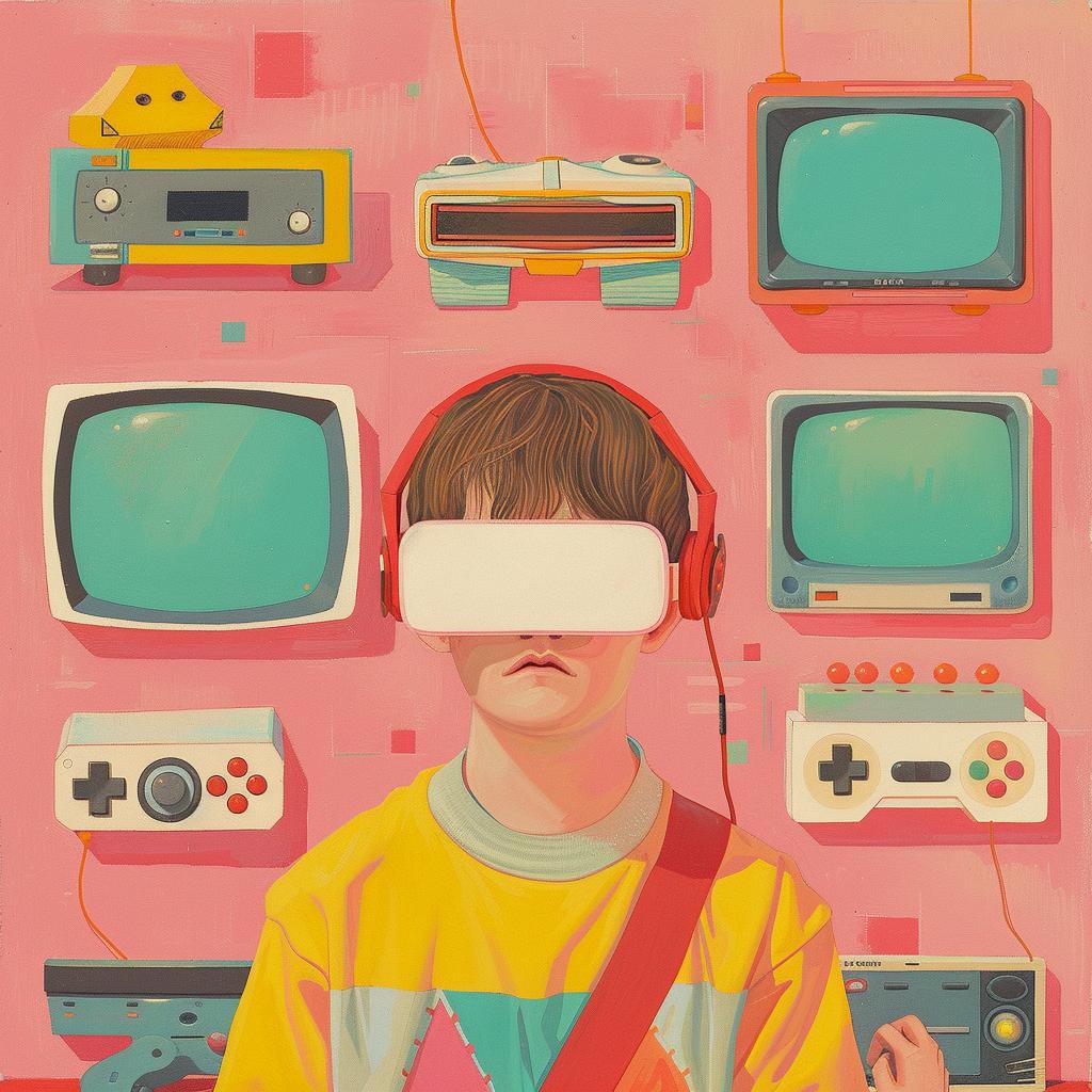 surreal  gamer  boy  virtual  reality  glasses  controller  Joan  Cornella  art 977002