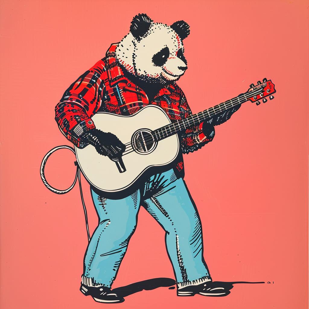 panda  guitar  rockstar  clothing  anthropomorphic  acoustic  pink  background  Norman  music 921862