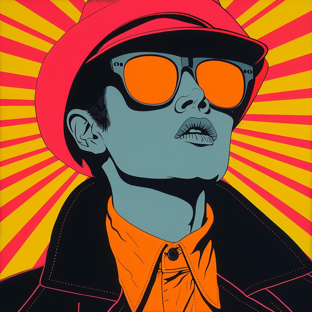 popart  man  sunglasses  hat  bold  colorful  design  playful  illustration  graphic 962978