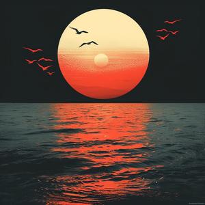 sunset  ocean  birds  sky  colors  water  horizon  nature  landscape  serene 1074028